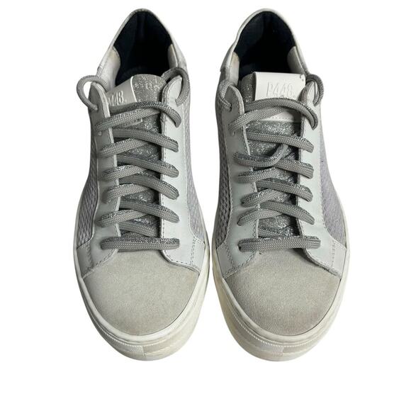 P448 Thea Low Top Sneakers Stardust Silver Multi Size 8 - Picture 2 of 7